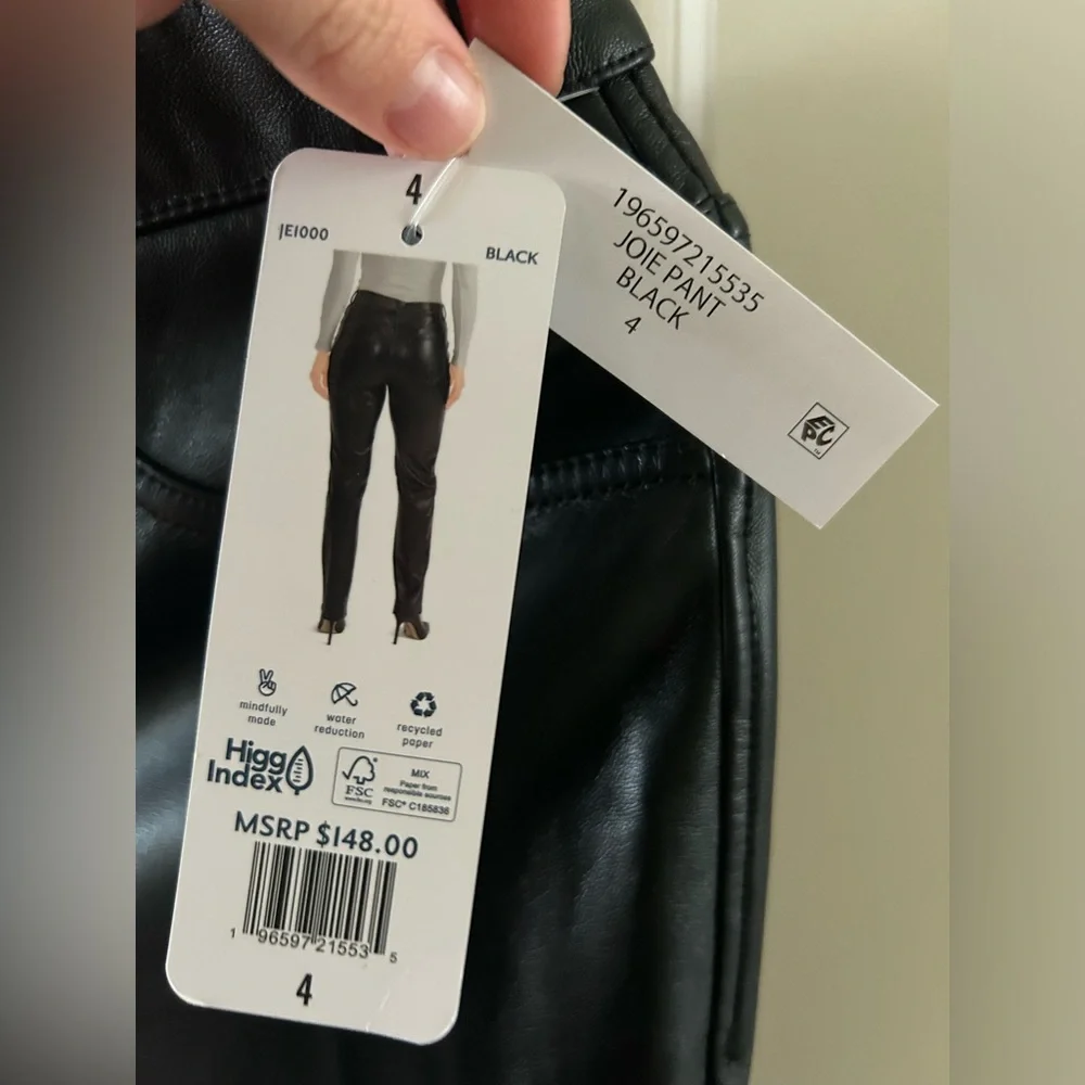 Joie Black Faux Leather Pants Womens 4 NWT - Picture 2 of 11